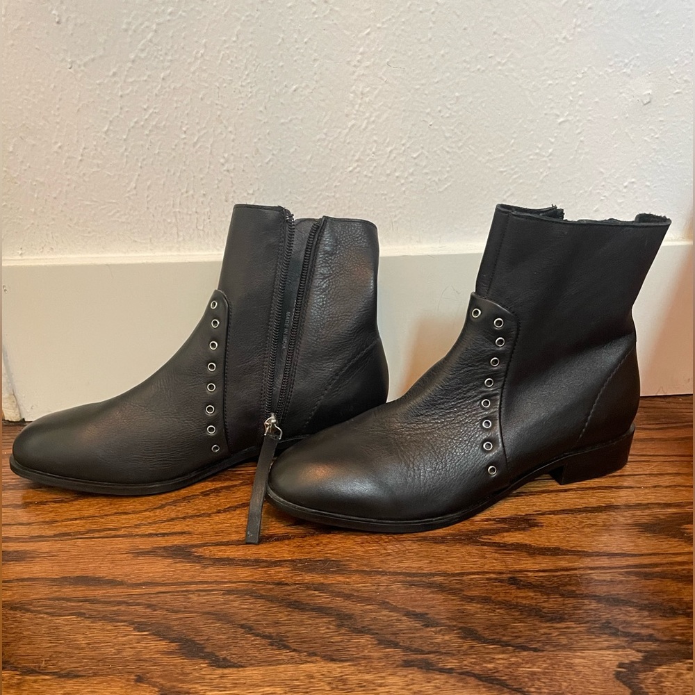 Topshop black leather boots, size 8.5